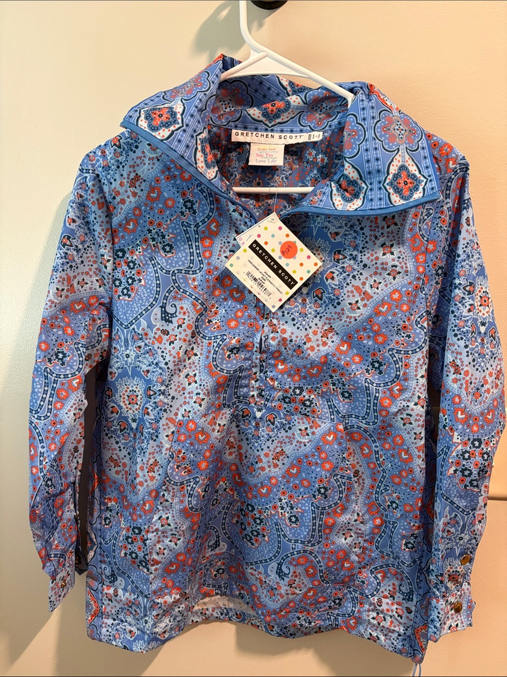 Gretchen Scott Designs Light Blue Floral Paisley Button-Down Shirt